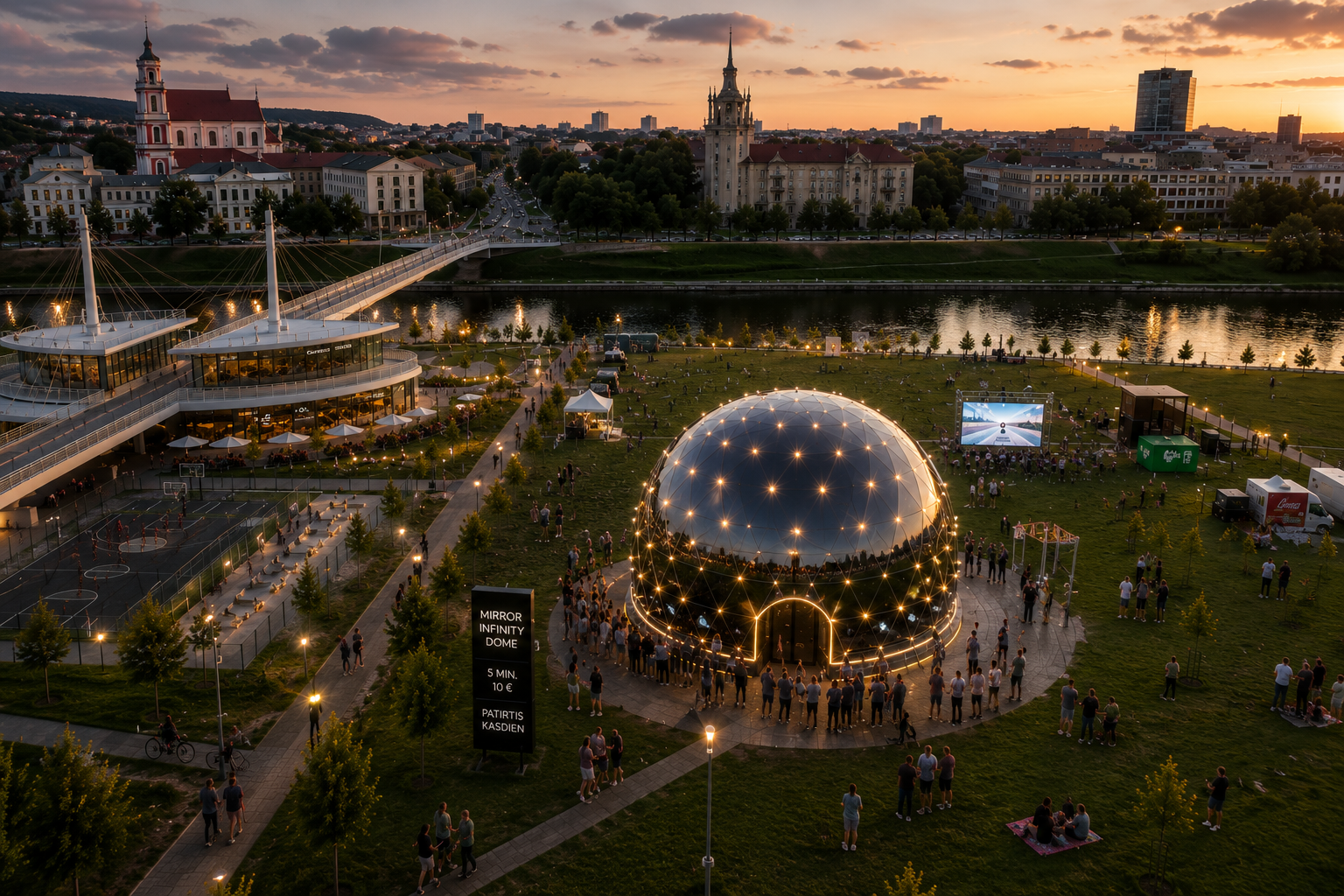 Mirror Infinity Dome™ miesto erdvėje