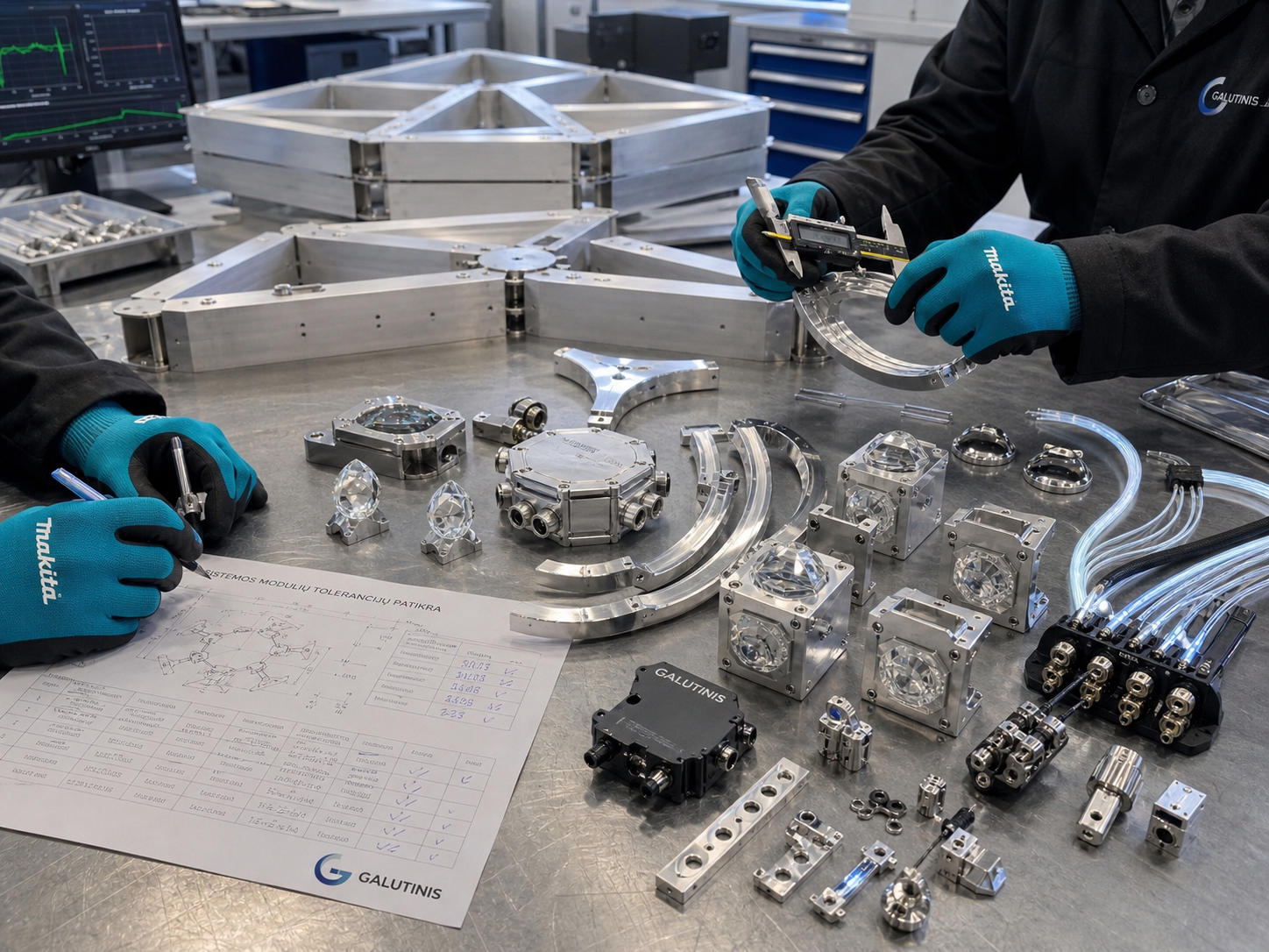 INFINITY optinių ir valdymo komponentų patikra laboratorijoje